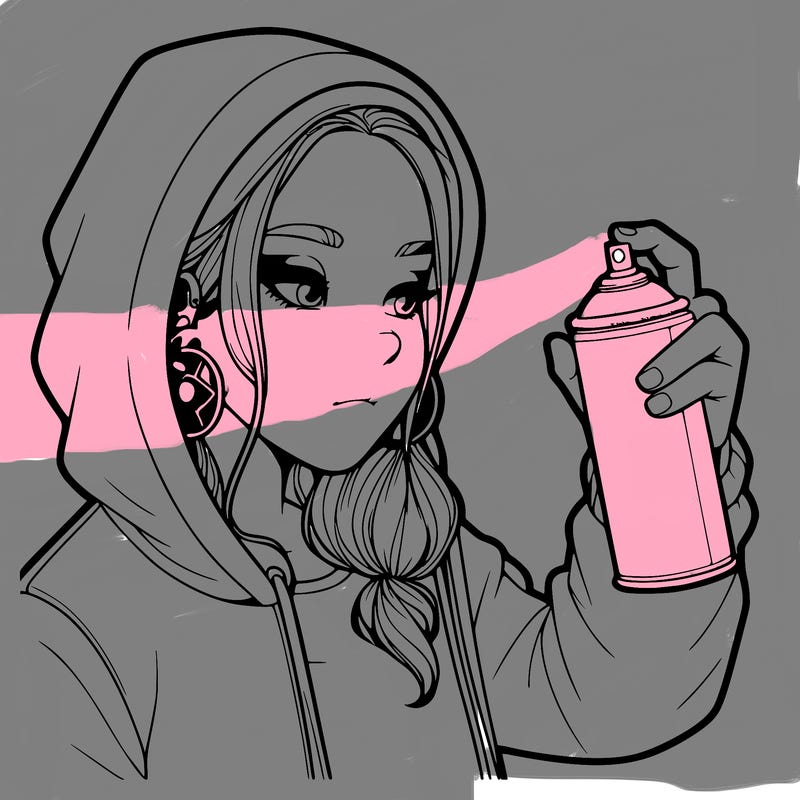 a realistic girl, spray painting