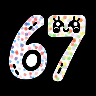 the numbers 67