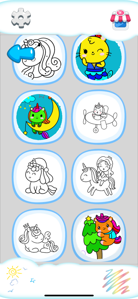 Kawaii Unicorn: Coloring World - Galeria de páginas para colorir com unicórnios kawaii e personagens