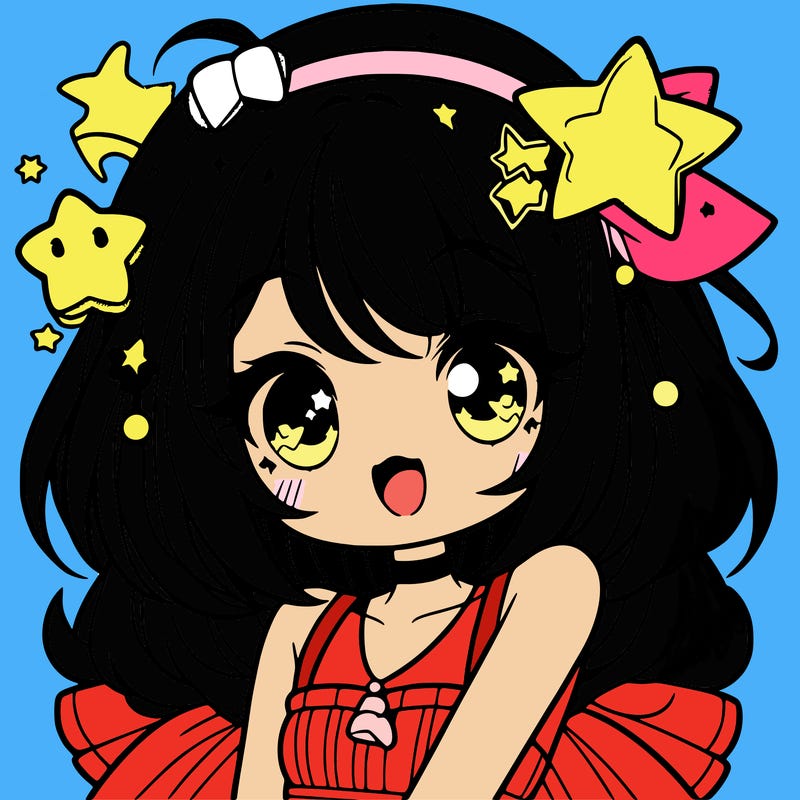 cute anime girl with star accessories