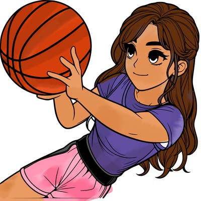 realistic girl playing basketball