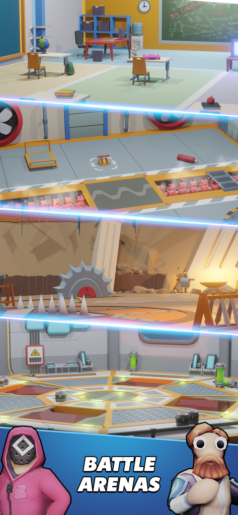 Gang Battle Party: Playground - 교실과 미래 실험실을 포함한 갱 배틀 파티 플레이그라운드의 다양한 전투 경기장 쇼케이스