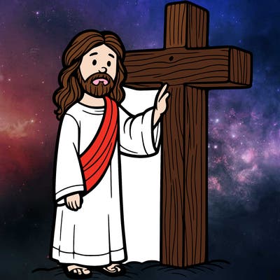 jesus standing beside the cross