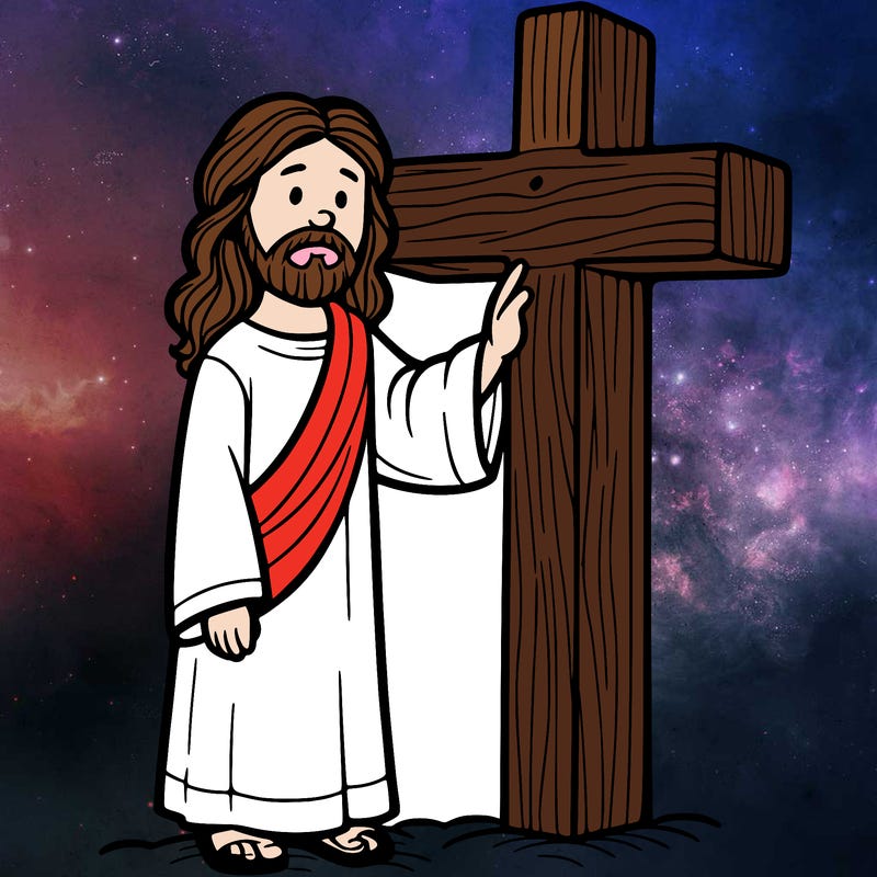 jesus standing beside the cross