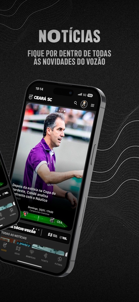 Ceará Sporting Club - Ceara Sporting Clubアプリのニュースとアップデートセクションを示すモバイルアプリケーションインターフェース。