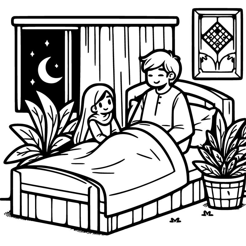 a double bed with a girl and her friend