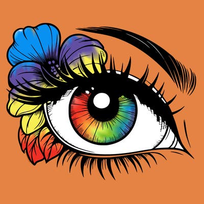 realistic eye with flower