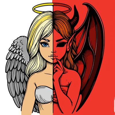 realistic angel half demon