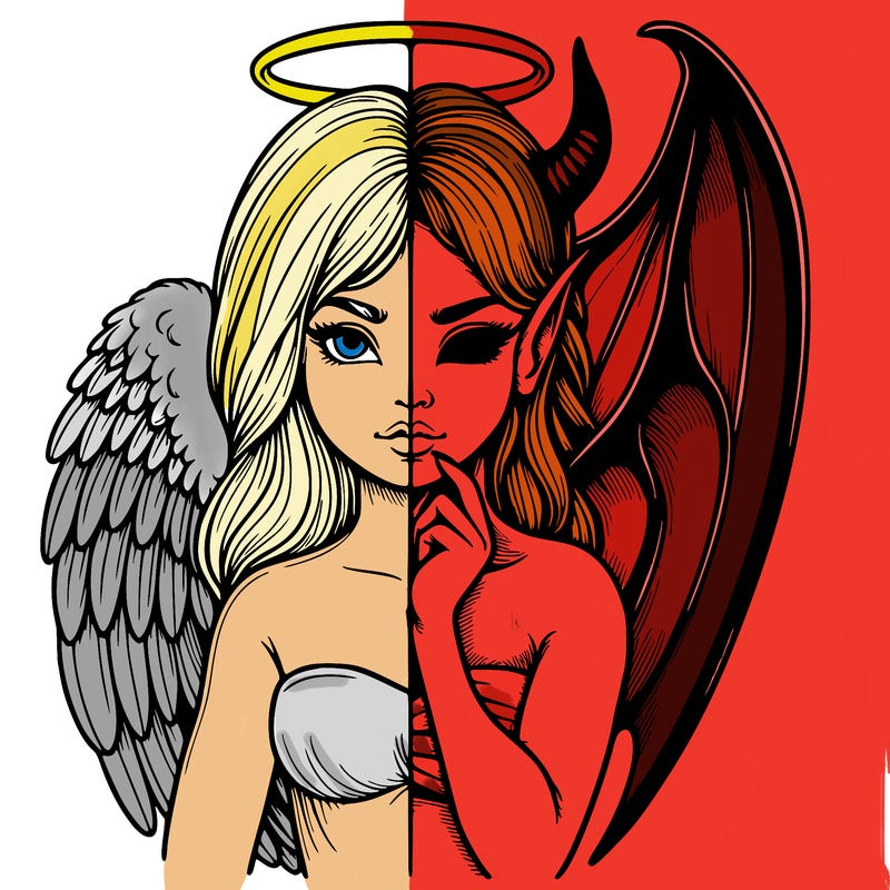 realistic angel half demon