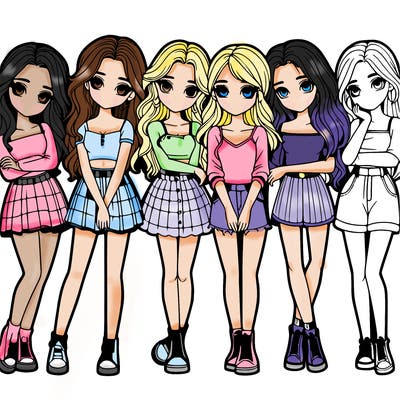 a group of girls realistic