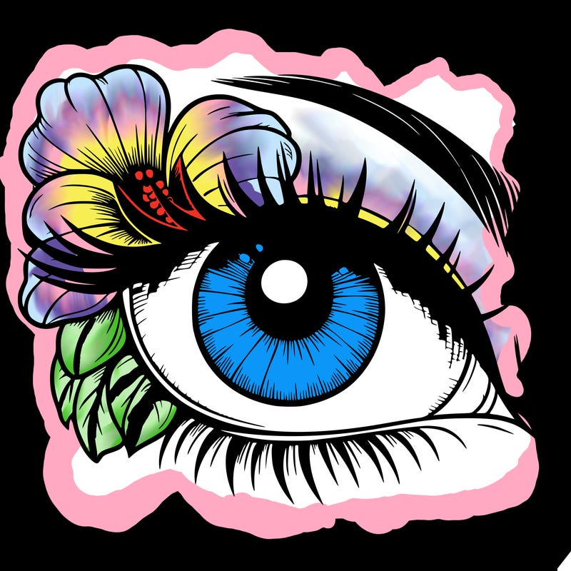 realistic eye with flower