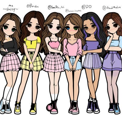 a group of girls realistic