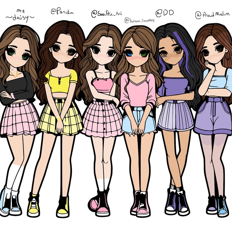 a group of girls realistic