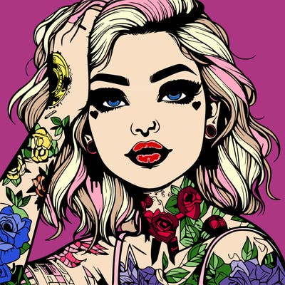 realistic girl with tattoos all over