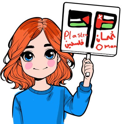 realistic girl holding up a sign