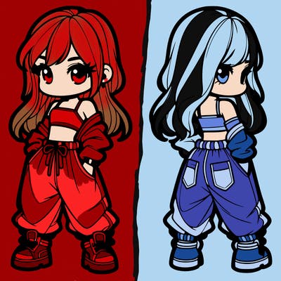 girl in crop top and baggy pants