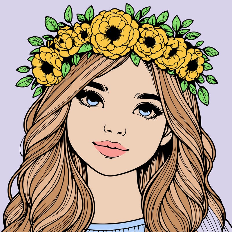 realistic girl with flower crown