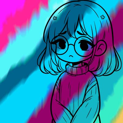 sad girl with glasses in a sweater