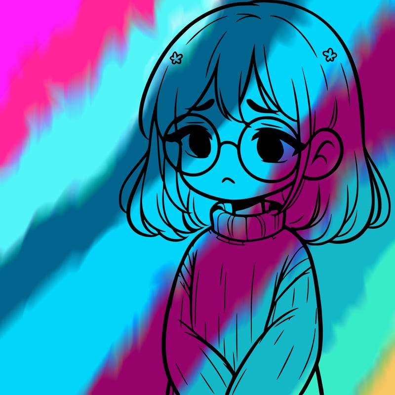 sad girl with glasses in a sweater
