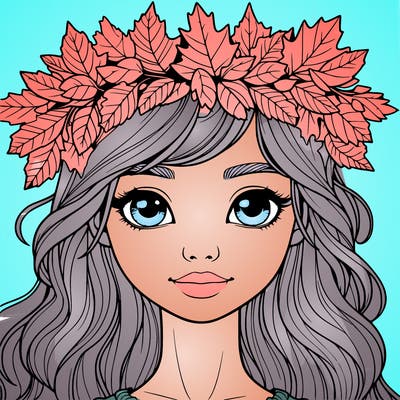realistic girl with fall leaf crown
