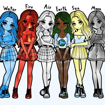 a group of girls realistic