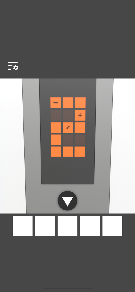Elevator Room Escape - Minimalist logic puzzle with an orange grid and math symbols in the Elevator Room Escape game