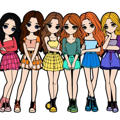 a group of girls realistic