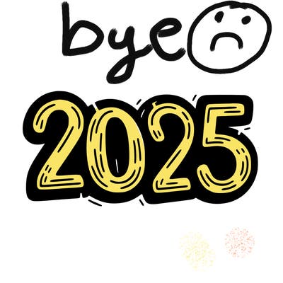 one line scrawled numbers sketch design “2025”