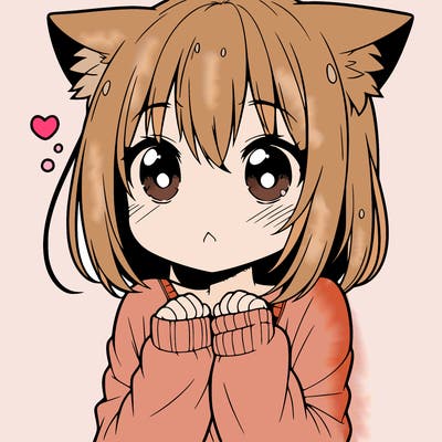 shy anime catgirl