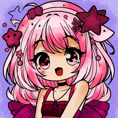 cute anime girl with star accessories