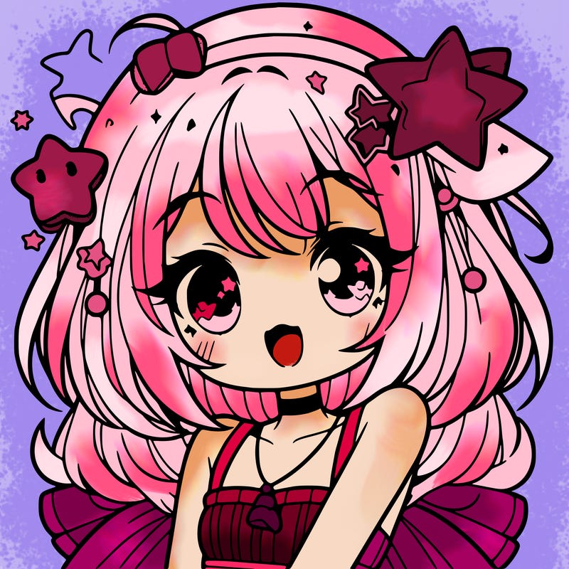 cute anime girl with star accessories