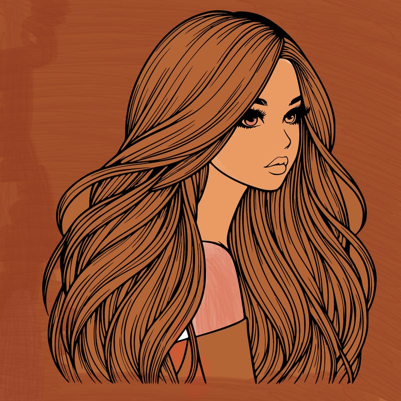 realistic girl with long realistic hair