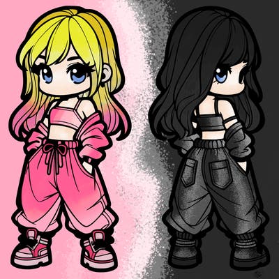 girl in crop top and baggy pants