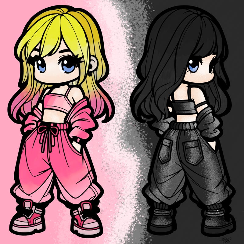 girl in crop top and baggy pants