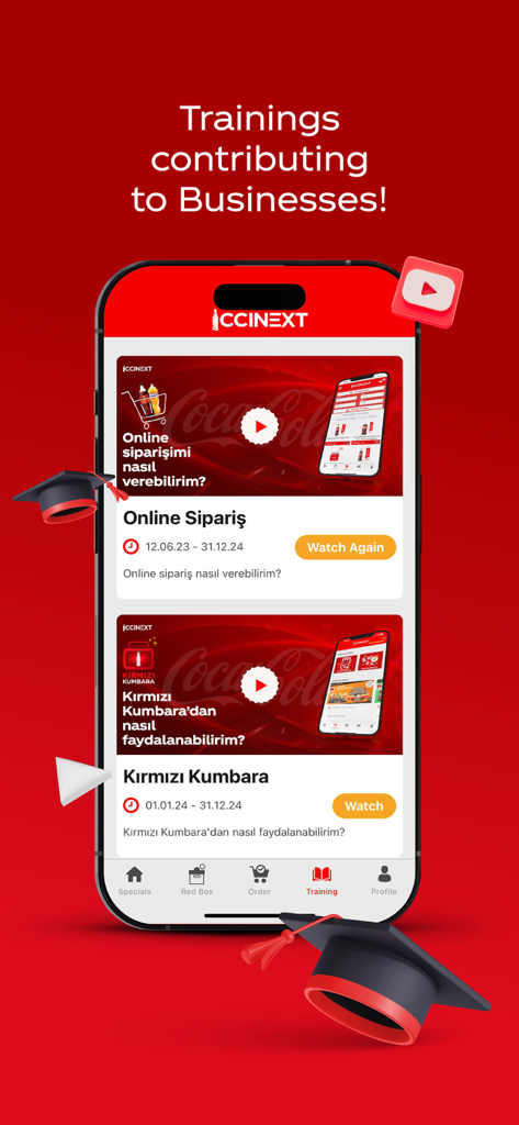 CCINEXT - CCINEXT app screen displaying business training video tutorials for retailers