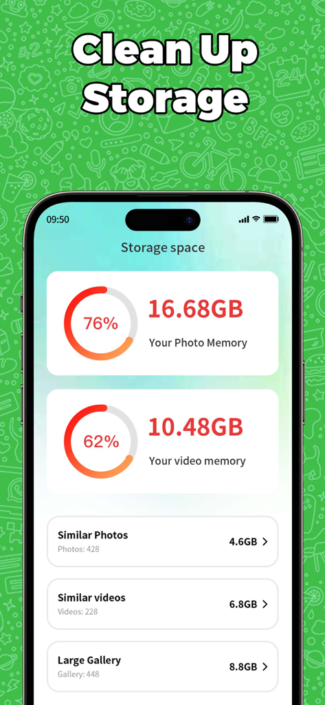 Dual Messenger & Duo Web Chat - Storage management interface showing memory usage for photos and videos