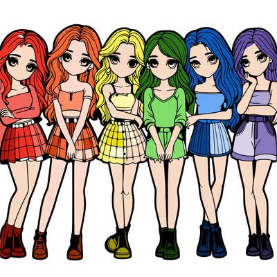 a group of girls realistic