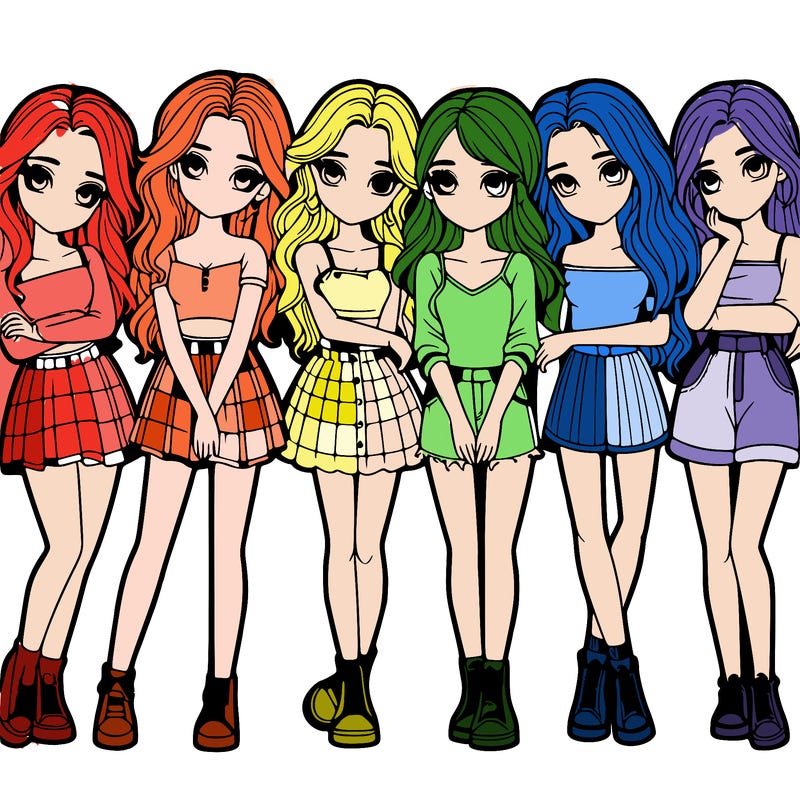 a group of girls realistic