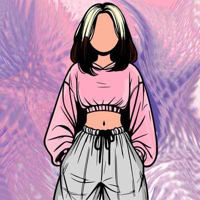 realistic girl faceless with baggy pants and a crop top