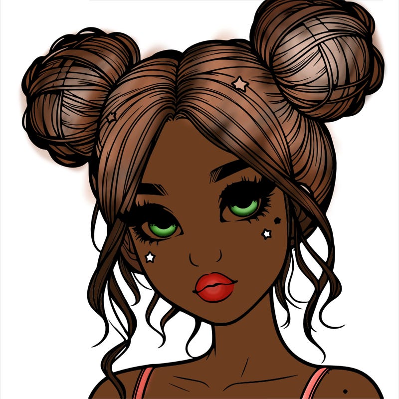 realistic girl with space buns