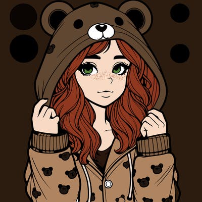 realistic girl in a animal pjs hoodie