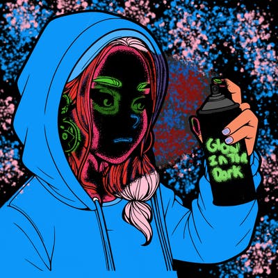 a realistic girl, spray painting