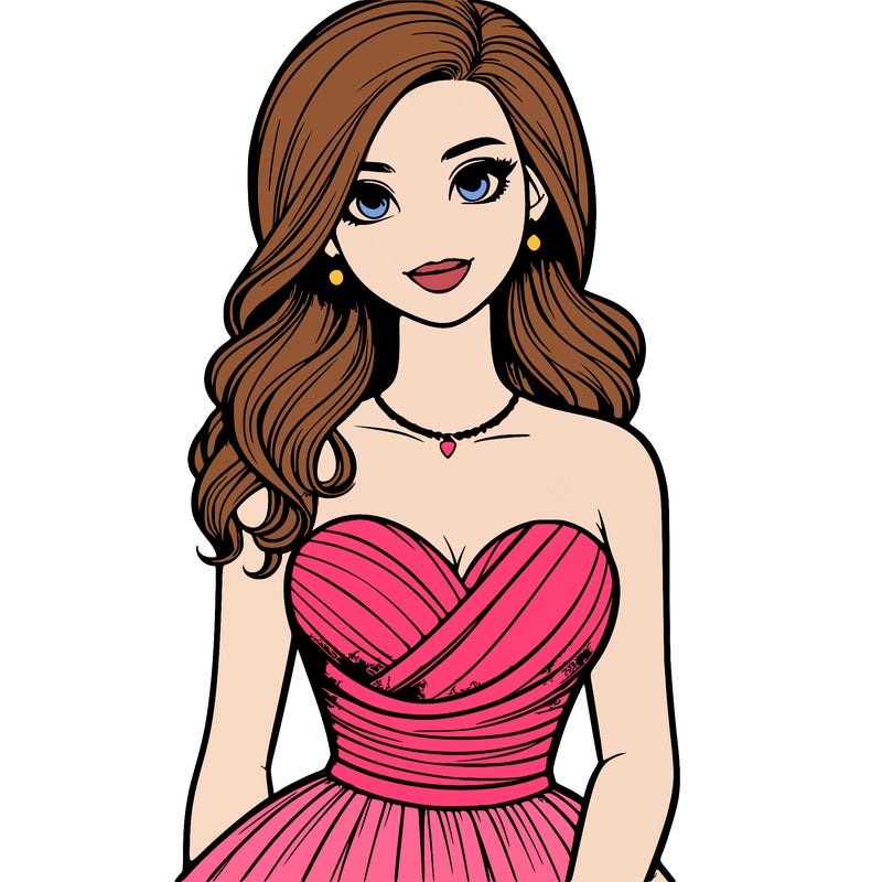realistic girl in prom dress