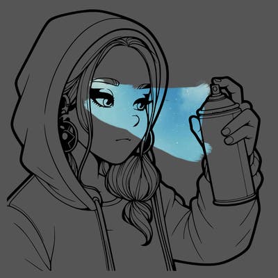 a realistic girl, spray painting