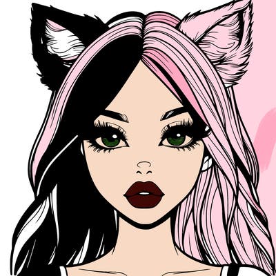 realistic girl with fox ears and realistic lips