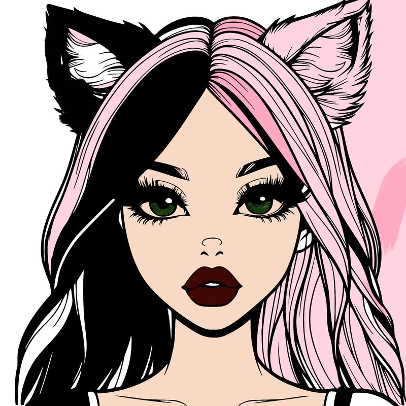 realistic girl with fox ears and realistic lips