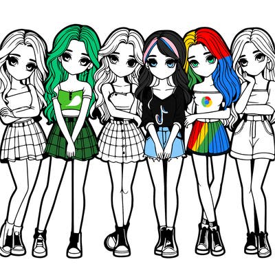 a group of girls realistic