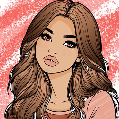 realistic girl with hair on her hair and lips