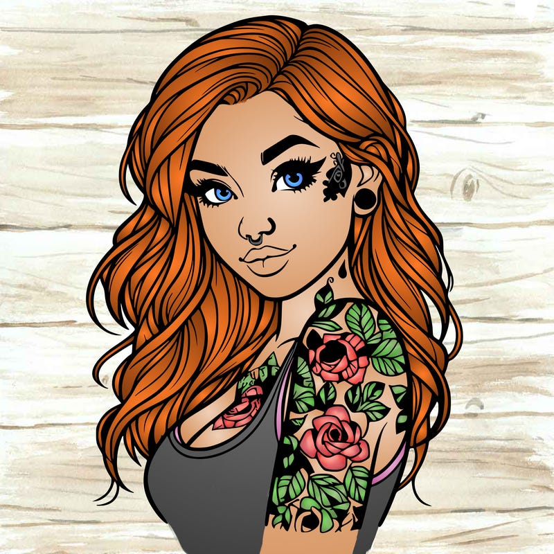 realistic girl tattooed