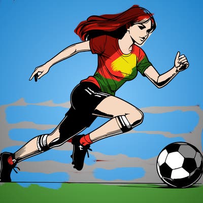 realistic woman playing soccer